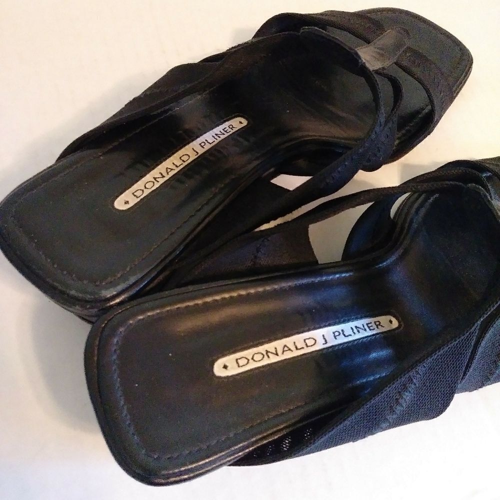 Donald J. Pliner Den Black Mesh Heeled Sandals - Picture 7 of 10